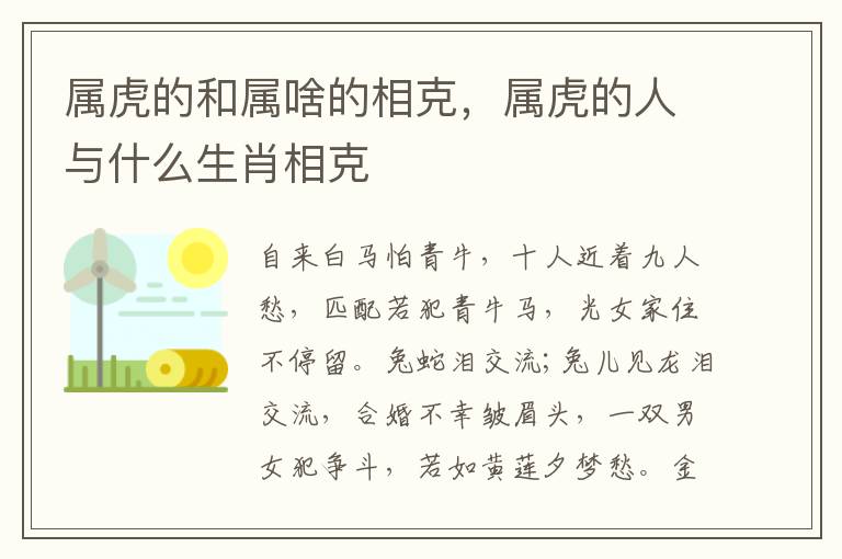 属虎的属虎属啥生肖和属啥的相克，属虎的和的相人与什么生肖相克